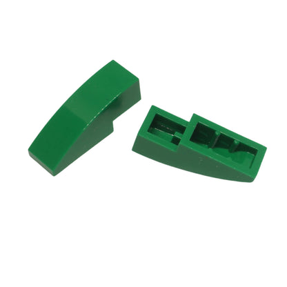 Green curved slope 3 x 1 for LEGO® building contours, rounded details, and smooth transitions
