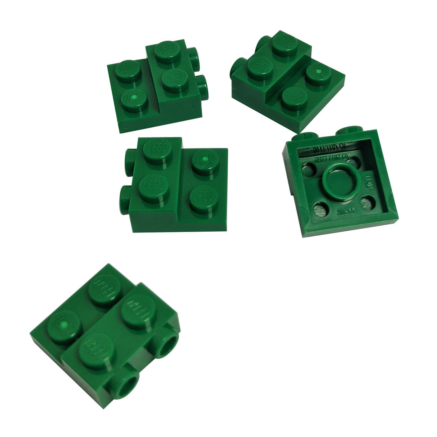 Zelená LEGO® modifikovaná deska 2 x 2 x 2/3 se dvěma bočními kolíky pro SNOT stavební techniky
