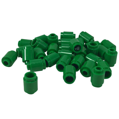 Green round 1 x 1 brick part 3062 with cylindrical shape for LEGO® building details and accents

