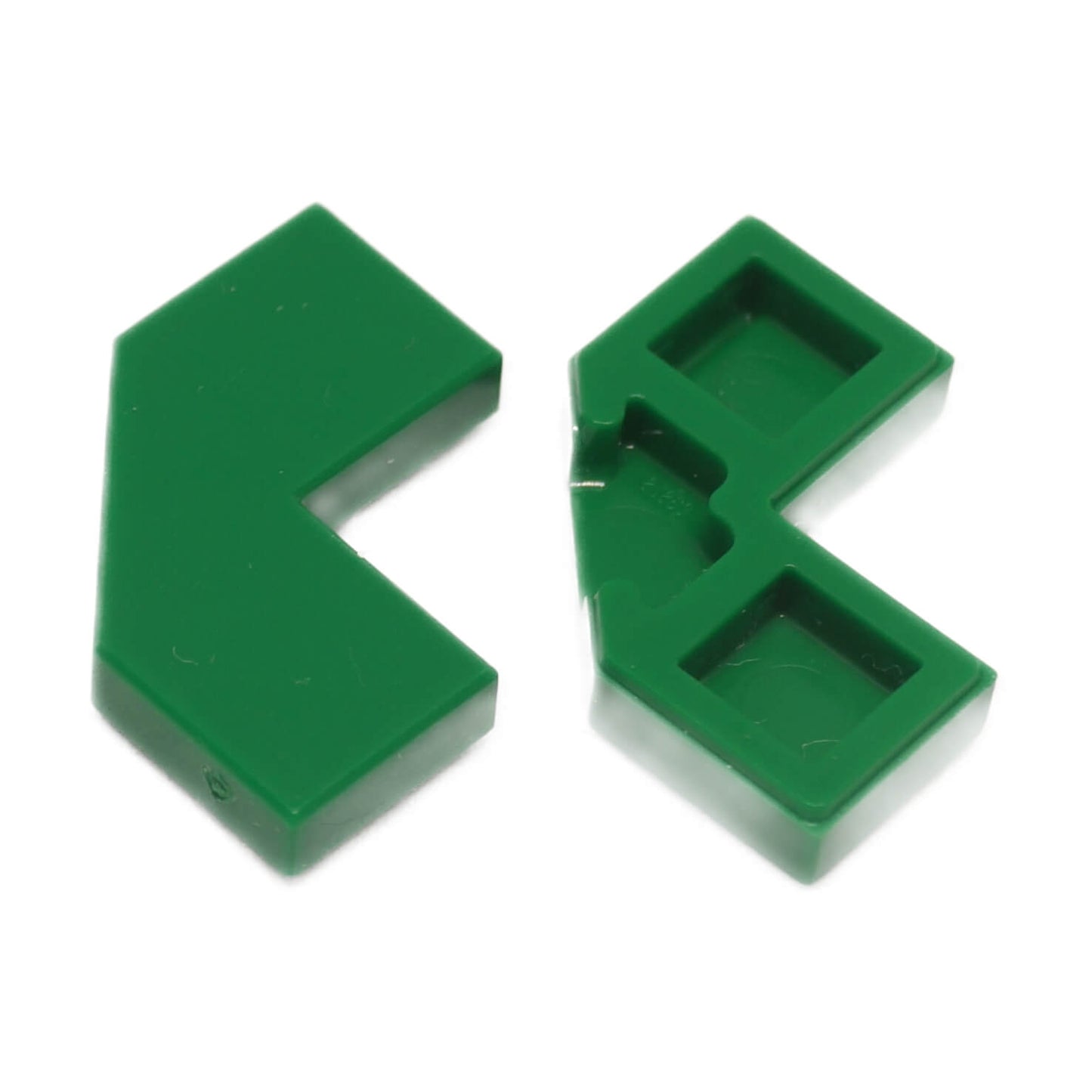 Green modified facet Tile 2 x 2 for angled detailing, decorative surfaces, and clean LEGO® builds
