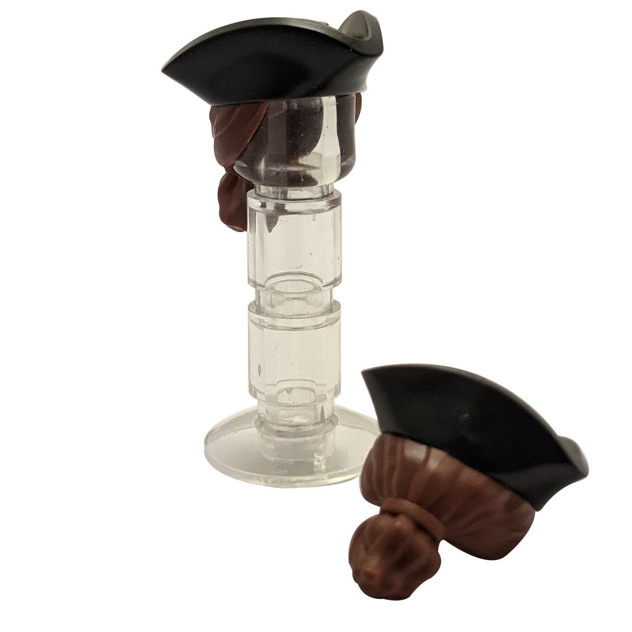 LEGO® hair with black tricorne hat and ponytail 67043pb01 with reddish brown hair