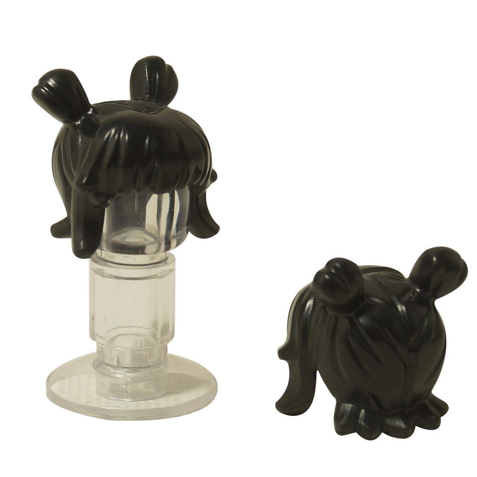 LEGO® Minifigure Hairpiece, swept back with a widow's peak and two space buns.