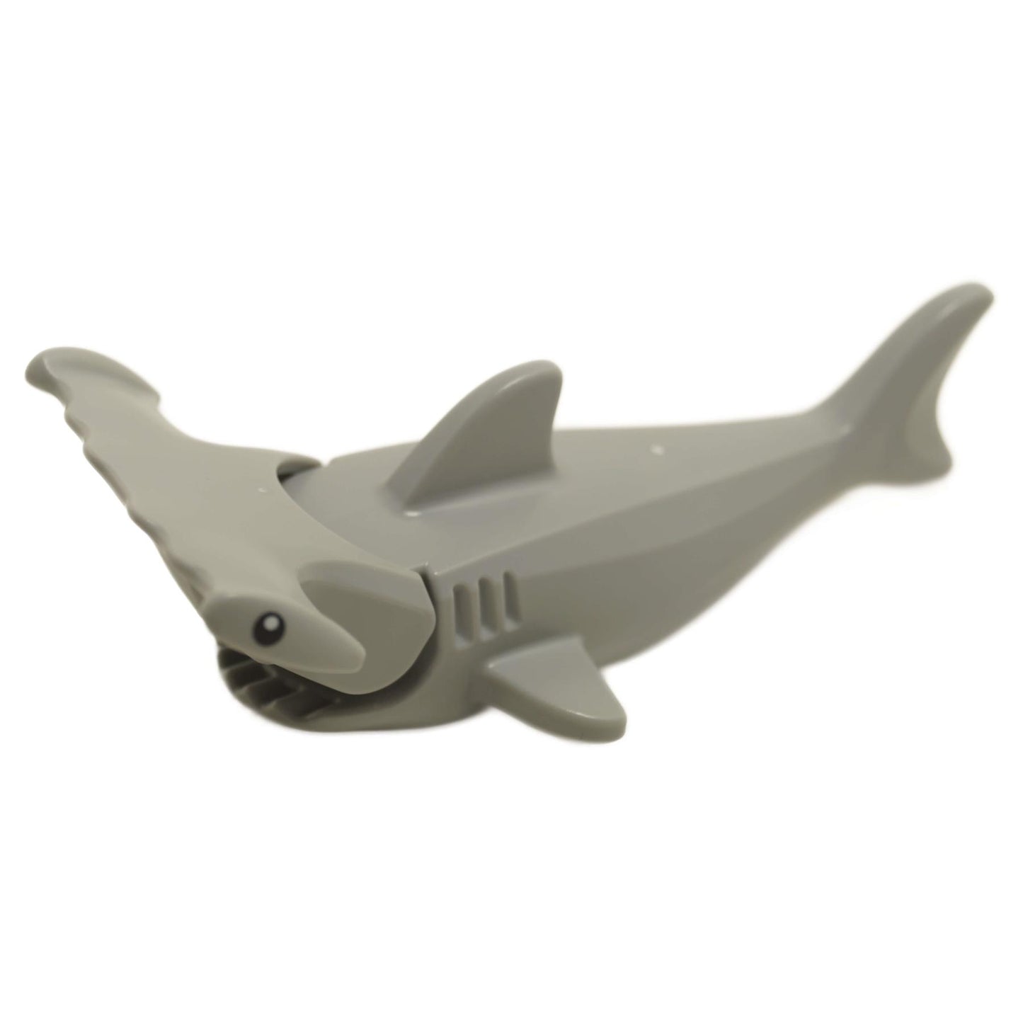 Tiburón martillo LEGO en gris azulado claro con branquias en relieve y ojos negros con pupilas blancas (Parte 14518c03pb02).