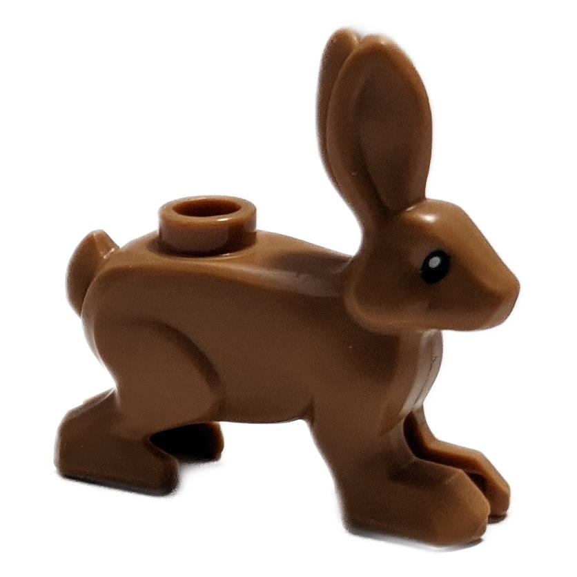 LEGO hare animal figure standing with black eyes and white pupils pattern in medium nougat part 67900