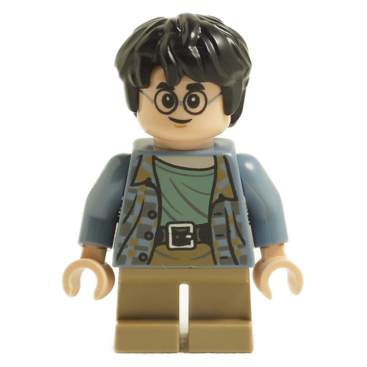 LEGO Harry Potter minifigure hp316 with round glasses wearing sand blue jacket and tan legs