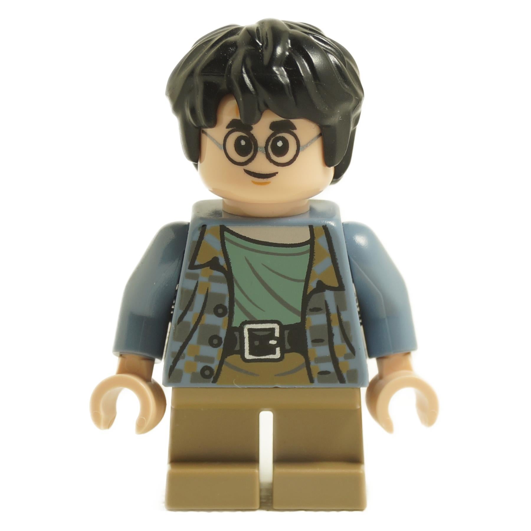 LEGO Harry Potter minifigure hp316 with round glasses wearing sand blue jacket and tan legs