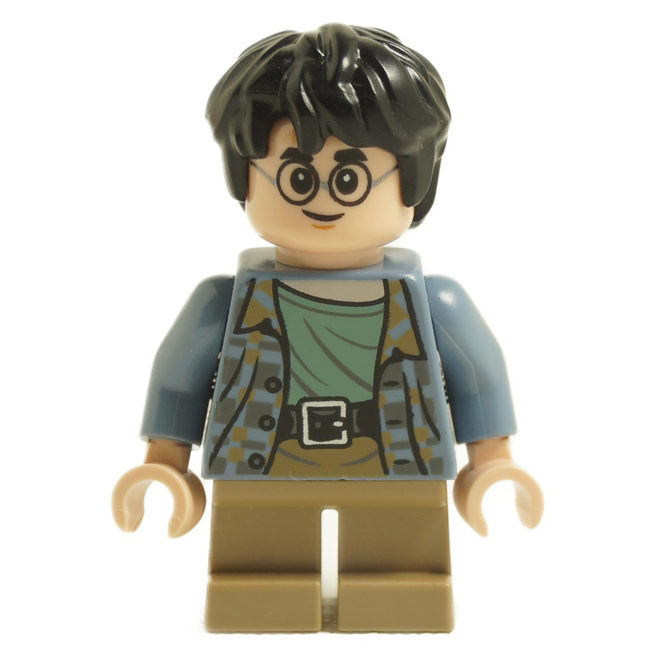 LEGO Harry Potter minifigure hp316 with round glasses wearing sand blue jacket and tan legs