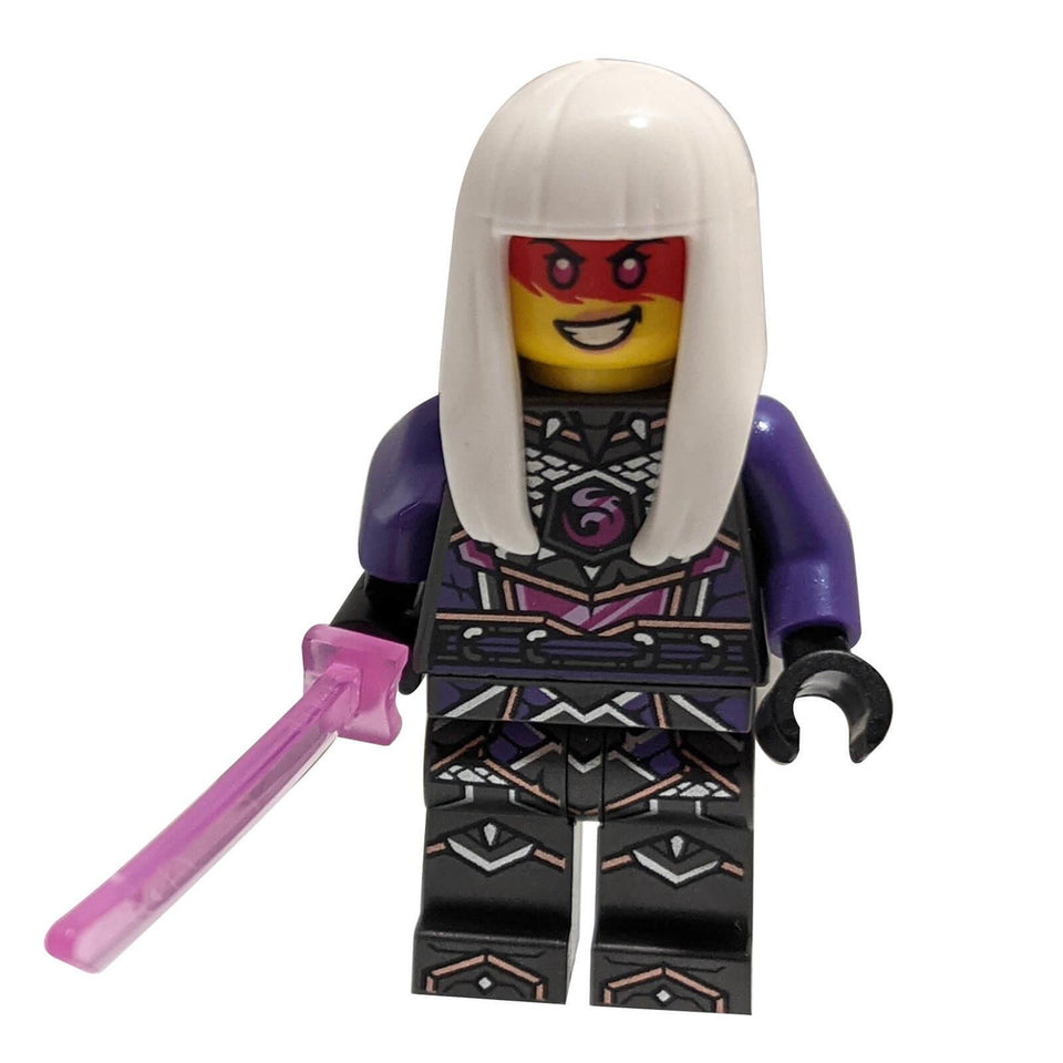 LEGO Ninjago Harumi Crystalized minifigure white hair purple armor holding pink sword njo0768

