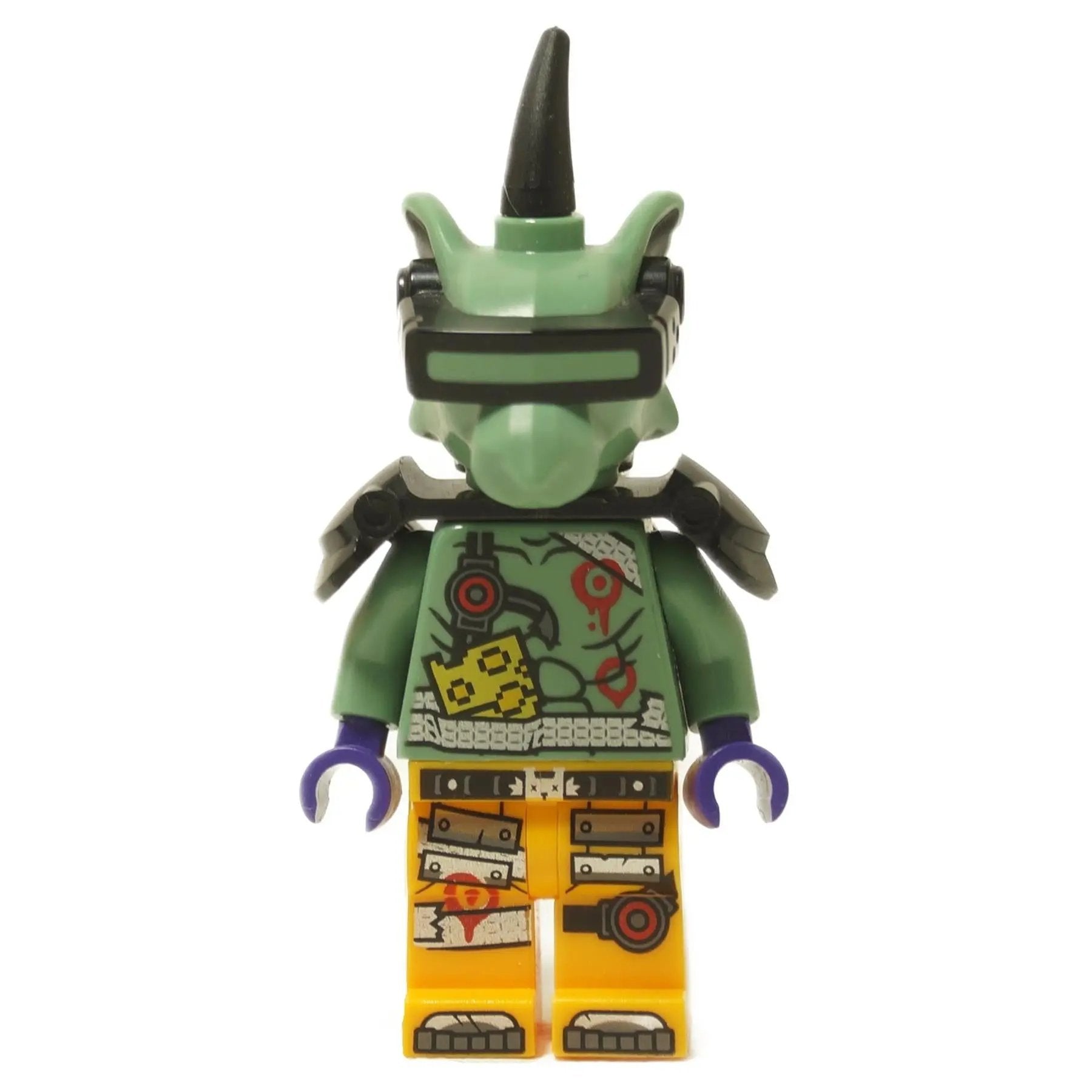LEGO® Hausner minifigure with shoulder armor and back scabbard accessory detailed torso print close-up view