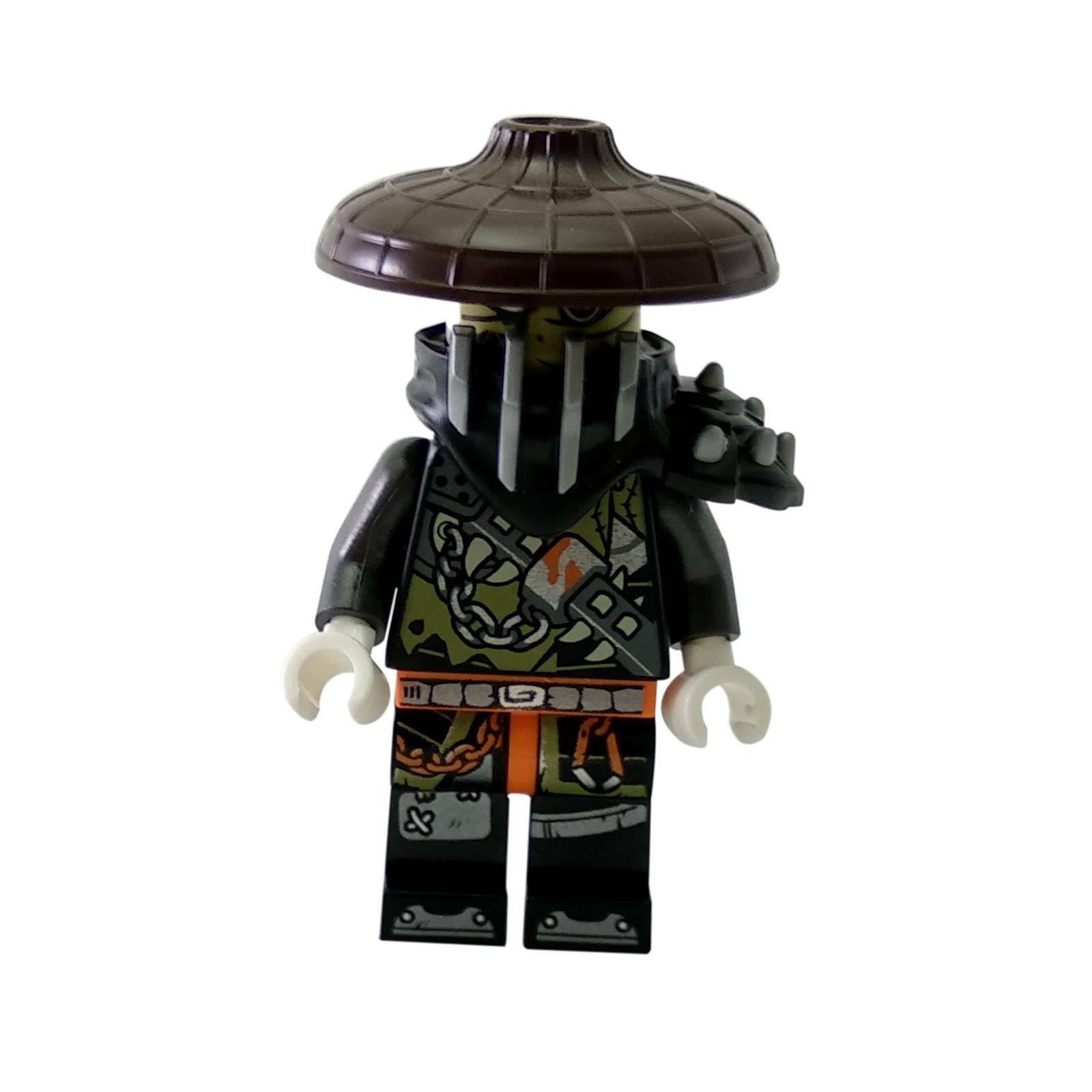 Heavy Metal Faith minifigure wearing a dark conical hat, printed armor torso, and detailed legs
