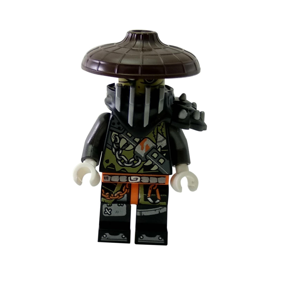 Heavy Metal Faith minifigure wearing a dark conical hat, printed armor torso, and detailed legs
