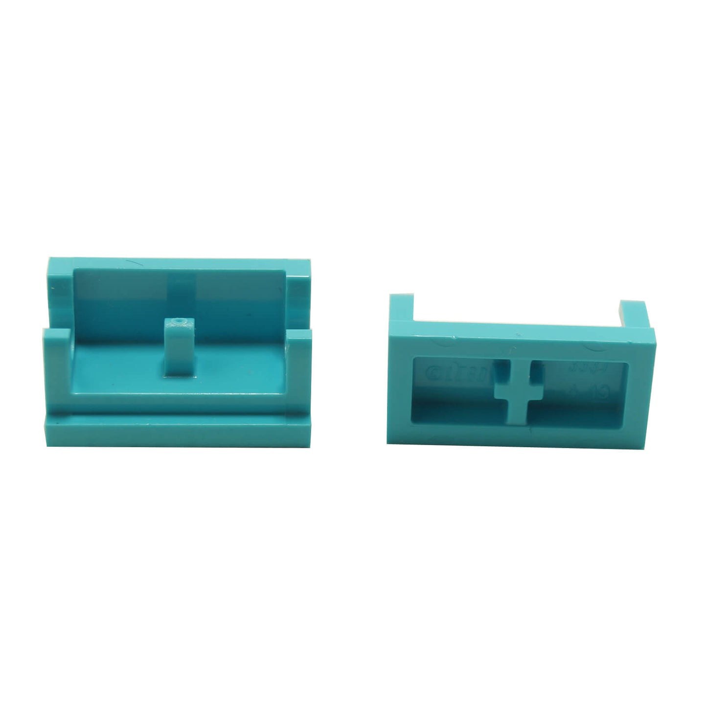 Medium azure hinge brick 1 x 2 base part 3937 for articulated builds and movable structures