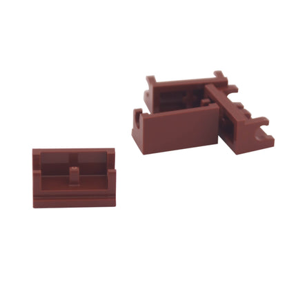 Reddish brown hinge brick 1 x 2 base part 3937 for articulated builds and movable structures