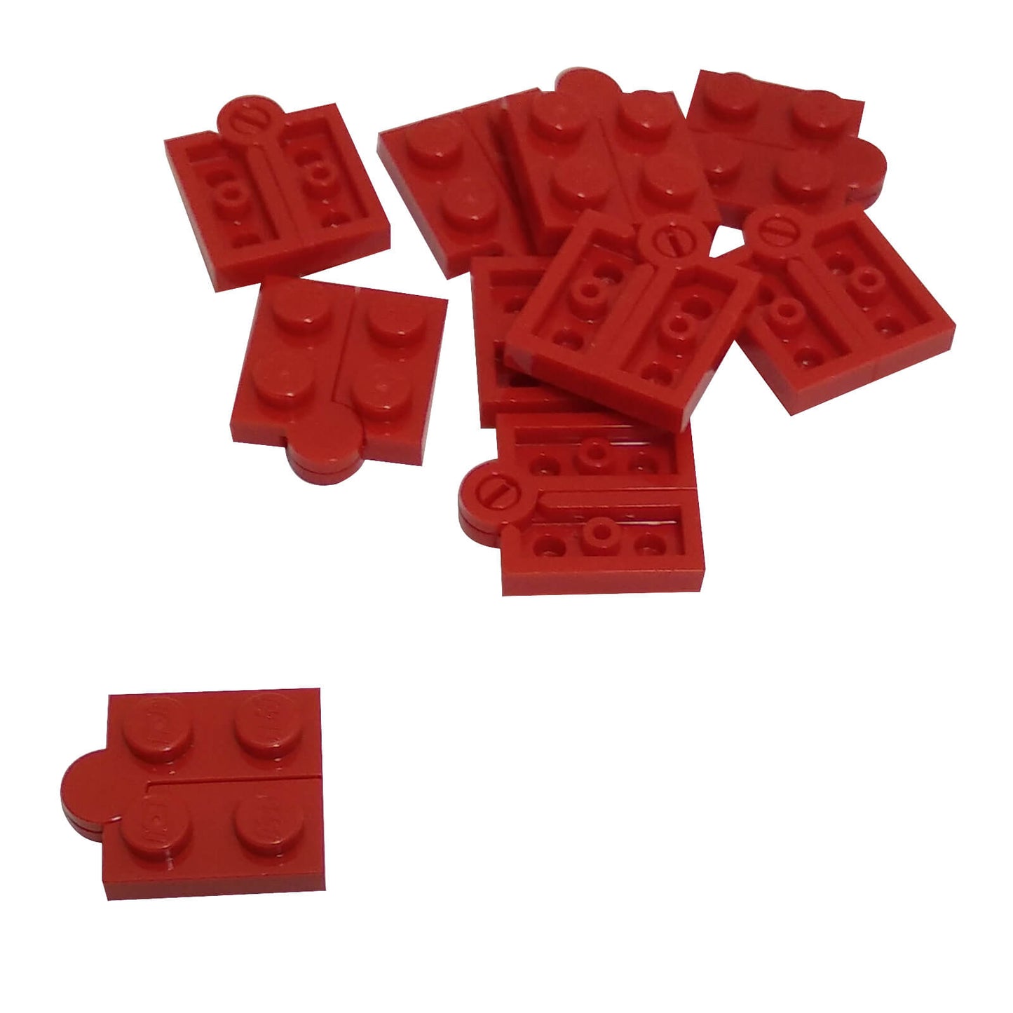 LEGO® hinge plate 1 x 4 swivel assembly 2429c01 in red including hinge components 2429 and 2430
