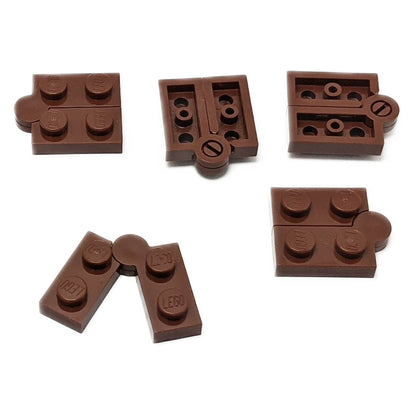LEGO® hinge plate 1 x 4 swivel assembly 2429c01 in reddish brown including hinge components 2429 and 2430

