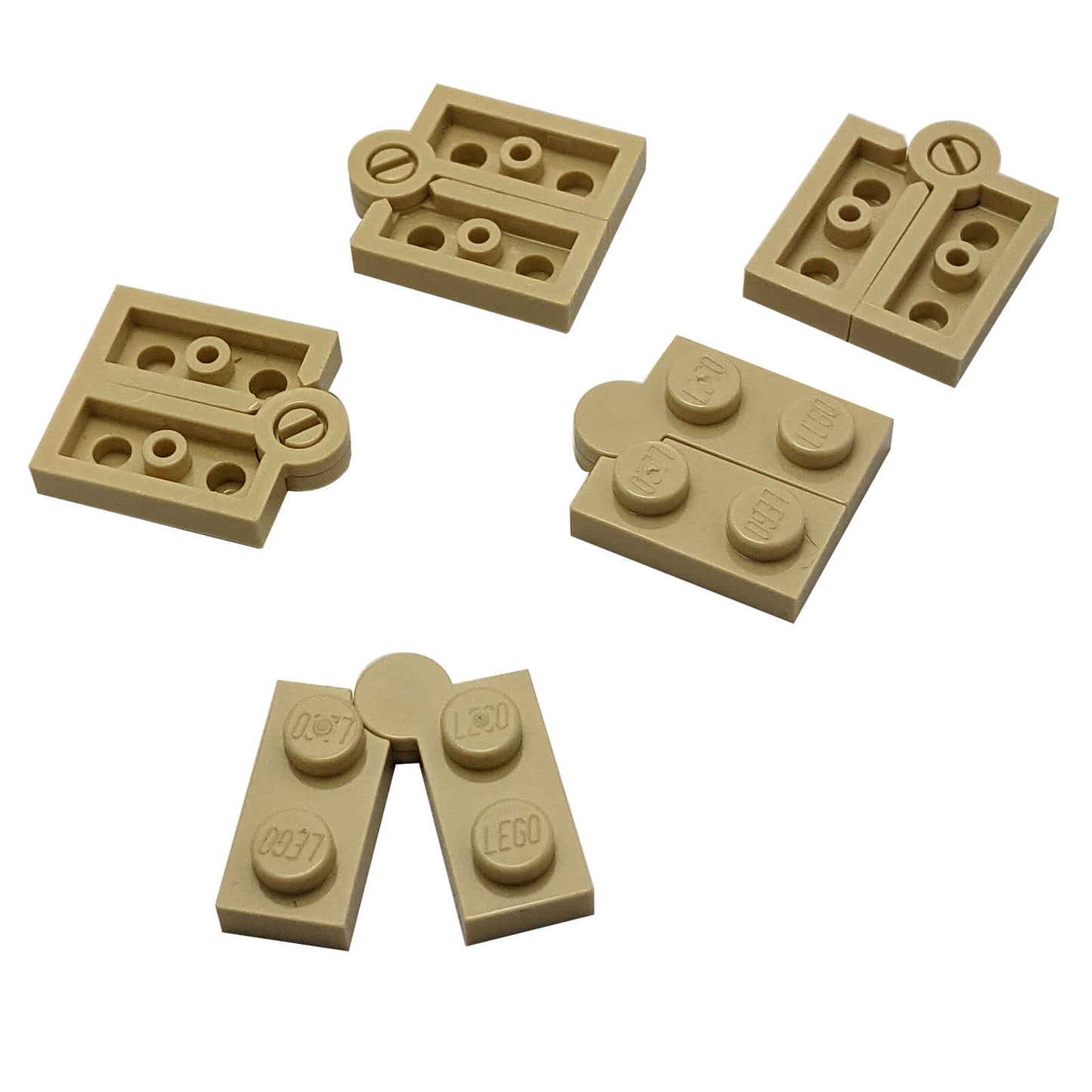 LEGO® hinge plate 1 x 4 swivel assembly 2429c01 in tan including hinge components 2429 and 2430
