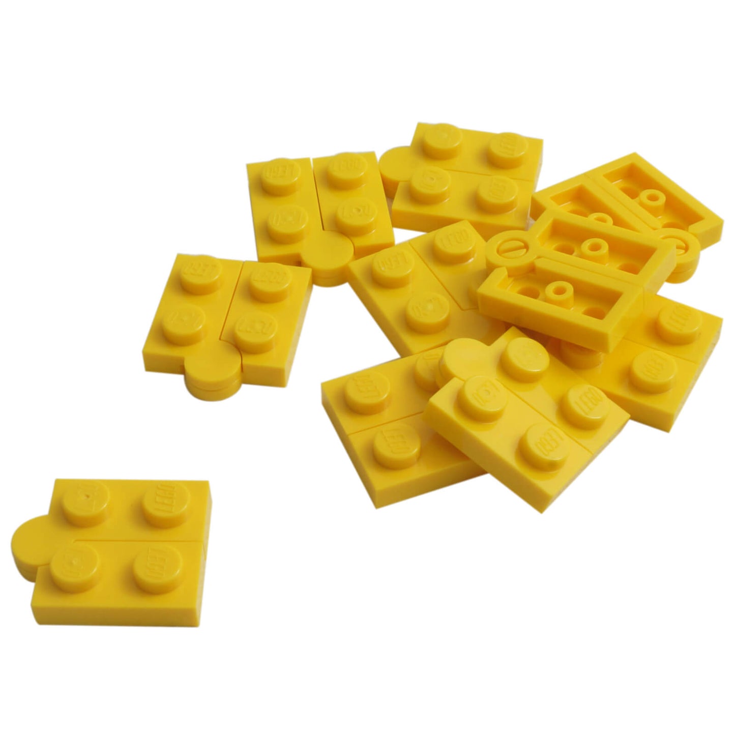 LEGO® hinge plate 1 x 4 swivel assembly 2429c01 in yellow including hinge components 2429 and 2430

