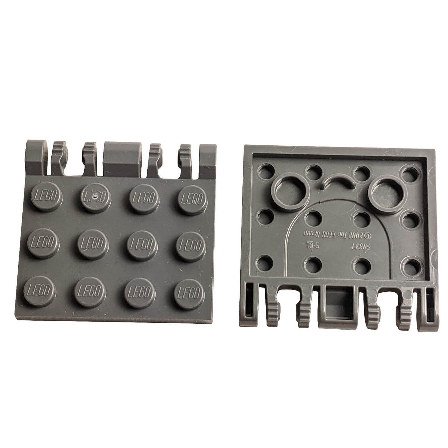 Dark bluish Gray hinge plate 3x4 locking dual 2 finger building piece