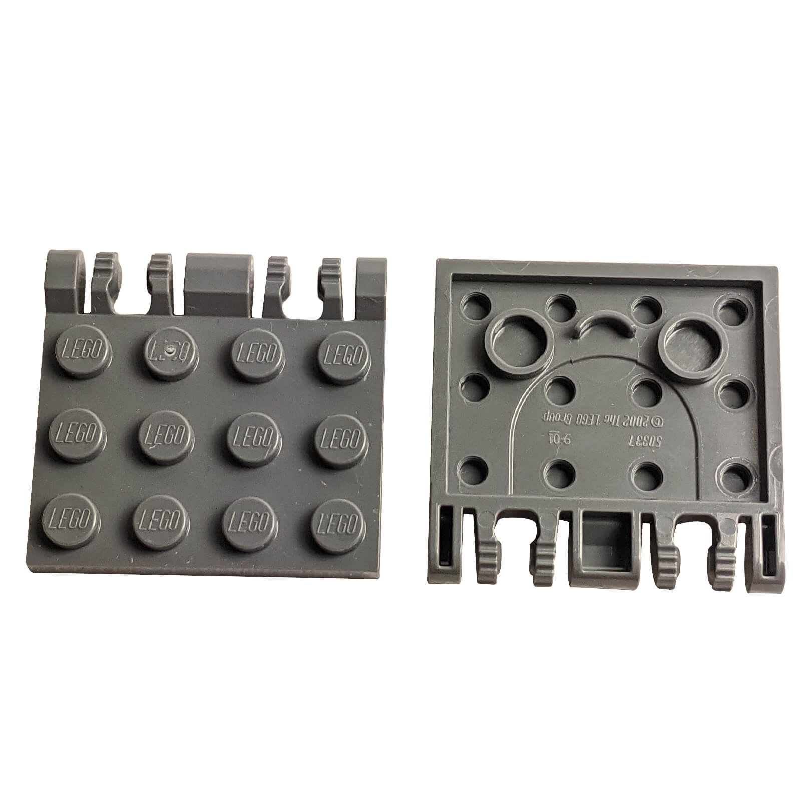 Dark bluish Gray hinge plate 3x4 locking dual 2 finger building piece