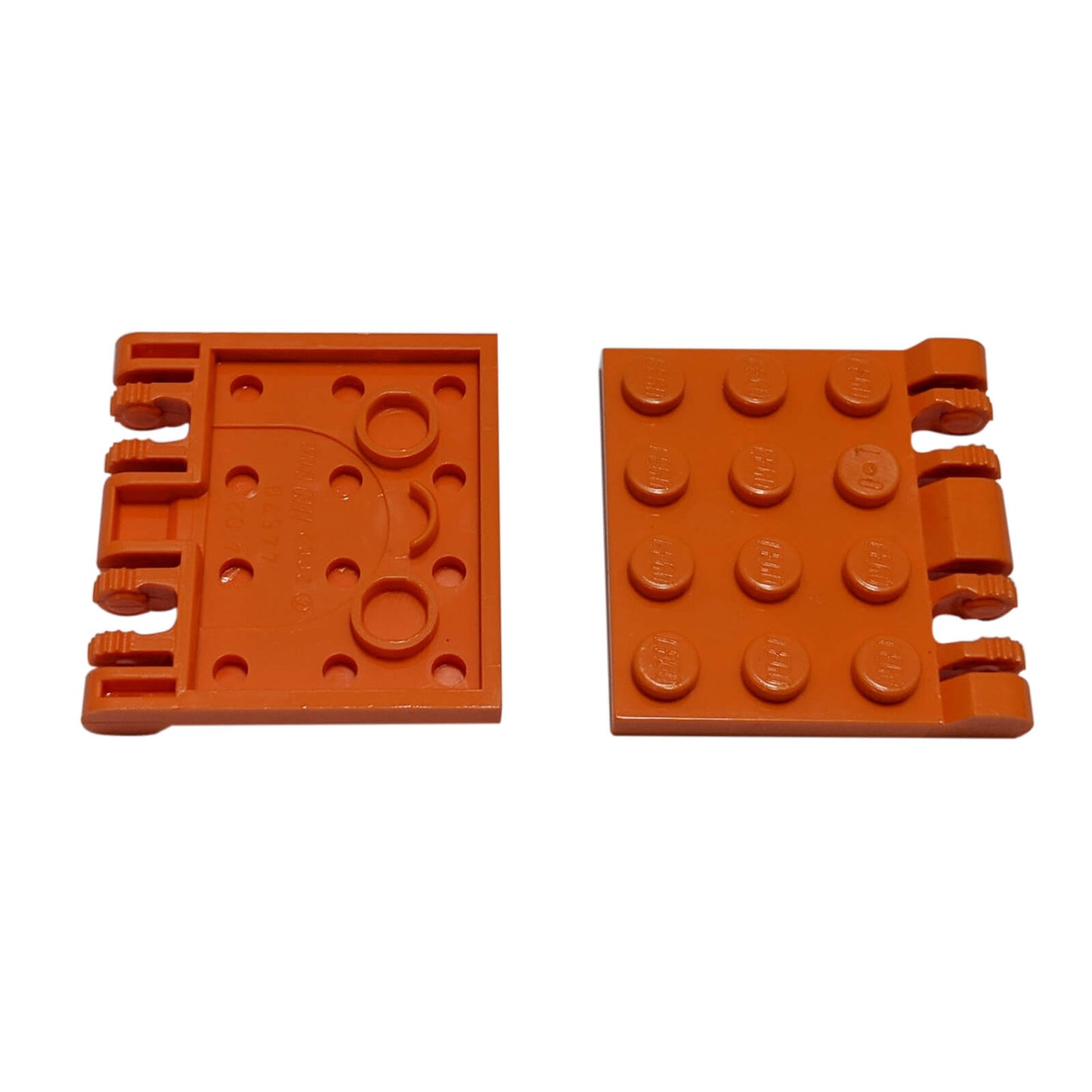 Orange hinge plate 3x4 locking dual 2 finger building piece
