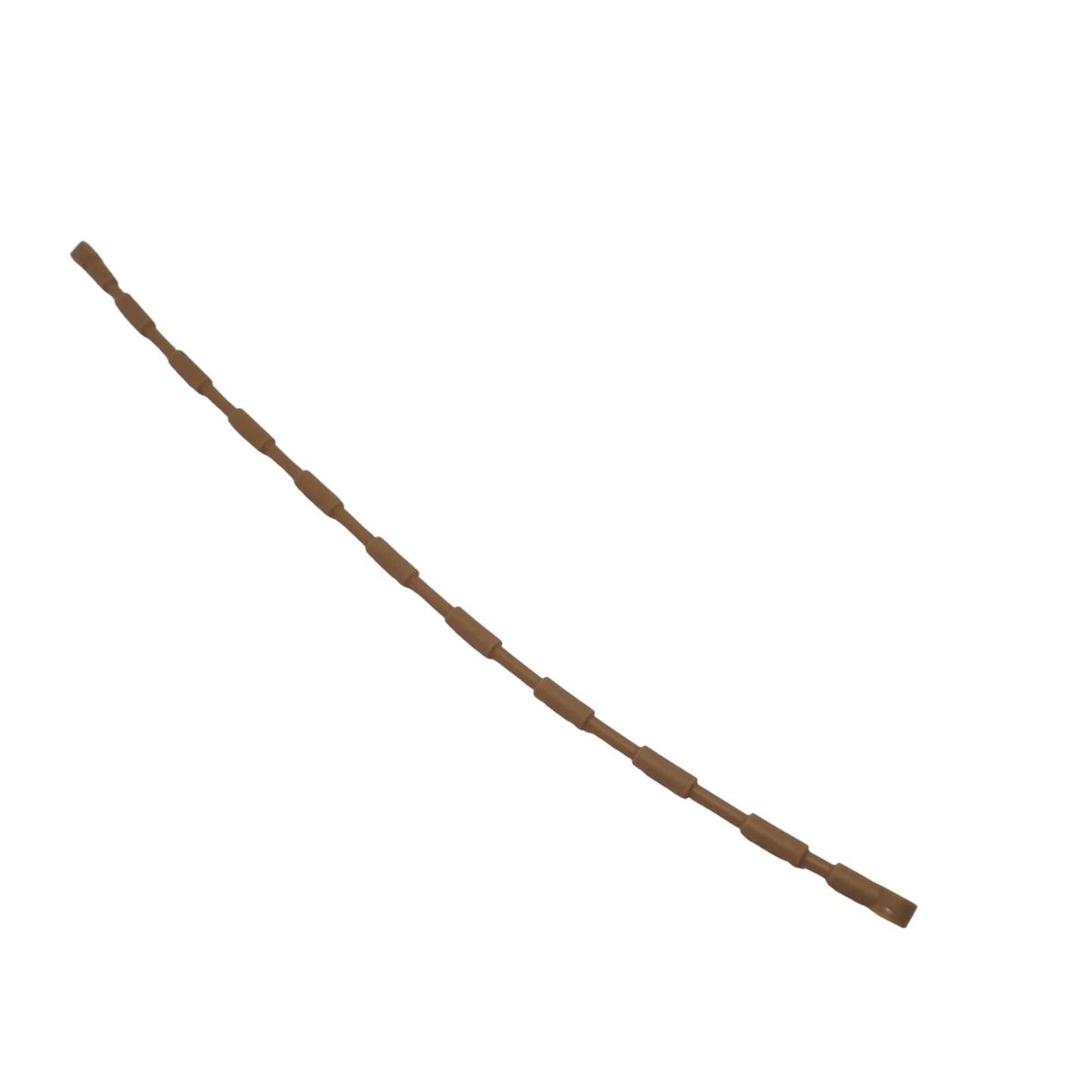 Dark tan LEGO® flexible hose 21L with two connector ends and rope climbing grip texture part 2630 close-up detail