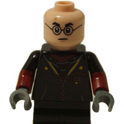 Harry Potter minifigure Triwizard uniform with glasses and angry determined expression
