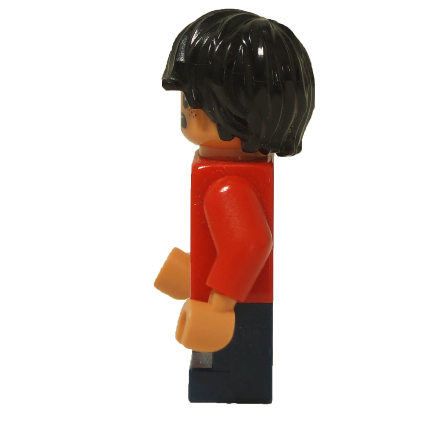LEGO® Hudson Harper Jurassic World minifigure with red hoodie and double-sided head side