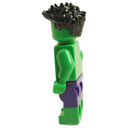 Side view of LEGO Hulk Minifigure sh0857 showing green muscular body and purple shorts