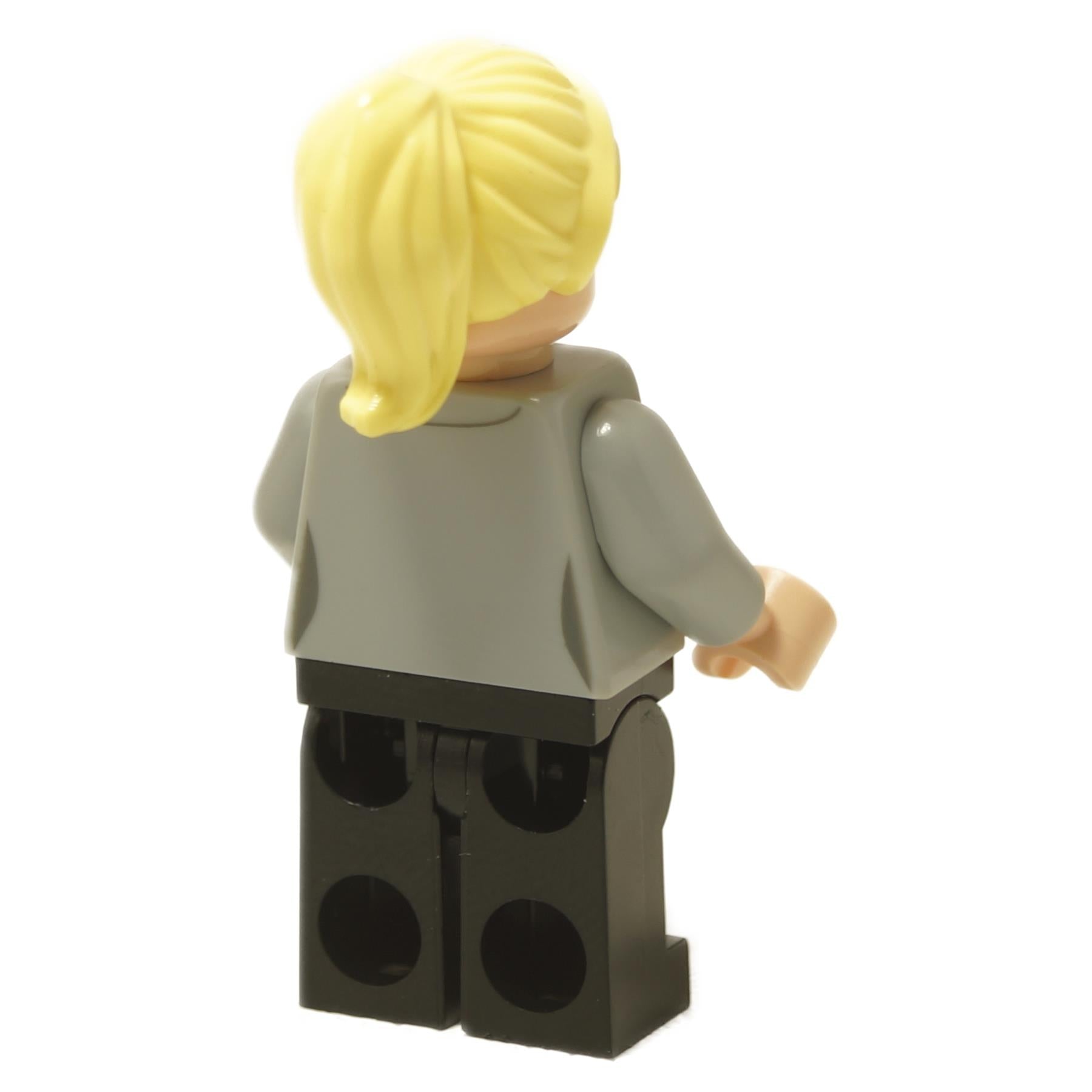 LEGO Angela Martin minifigure, blonde ponytail, grey cardigan, back view