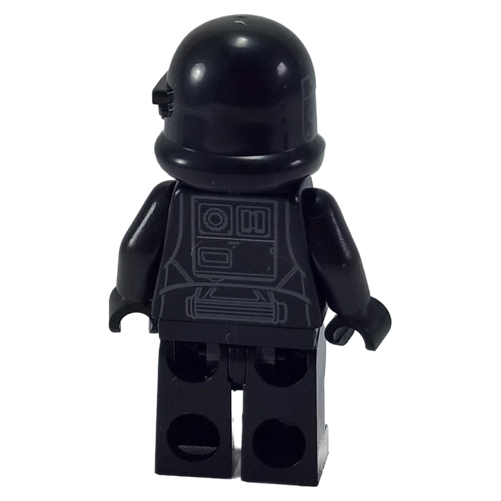 LEGO® Imperial Death Trooper minifigure sw0807 back view with black armor and printed back panel detail close-up