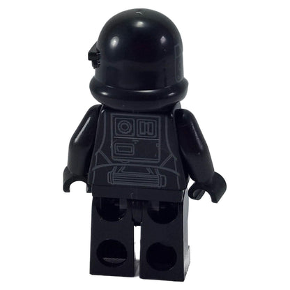 LEGO® Imperial Death Trooper minifigure sw0807 back view with black armor and printed back panel detail close-up