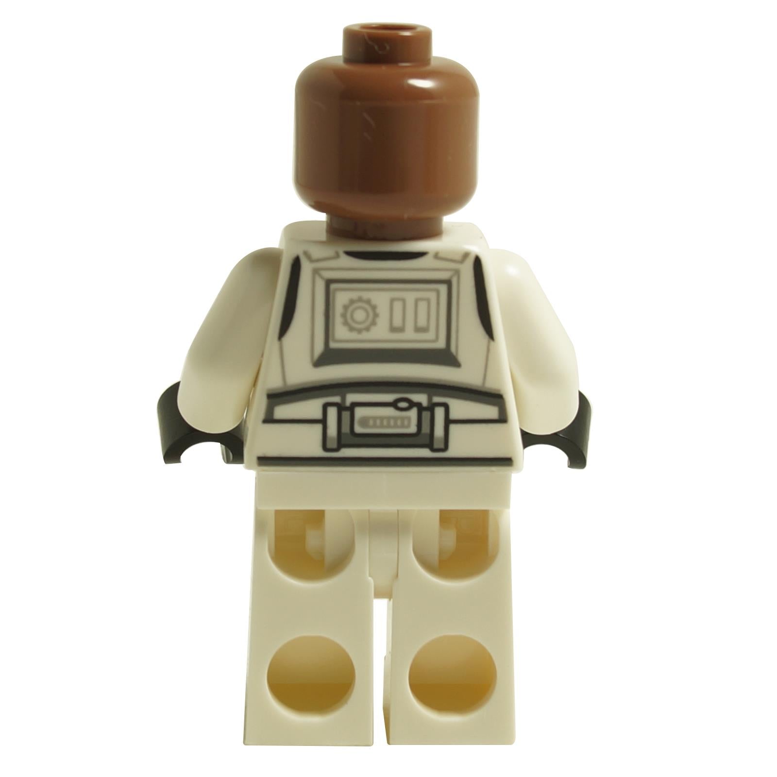 Back view of LEGO® Imperial Stormtrooper female minifigure sw1326 showing white stormtrooper armor back print
