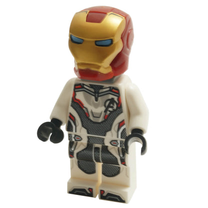 Iron Man minifigure sh0575 in white jumpsuit with neck bracket
