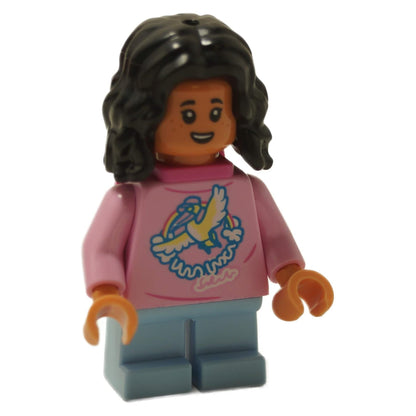 LEGO® Isabella Delgado mini-doll from Jurassic World 76972 Raptor Off-Road Escape in pink top and blue pants.