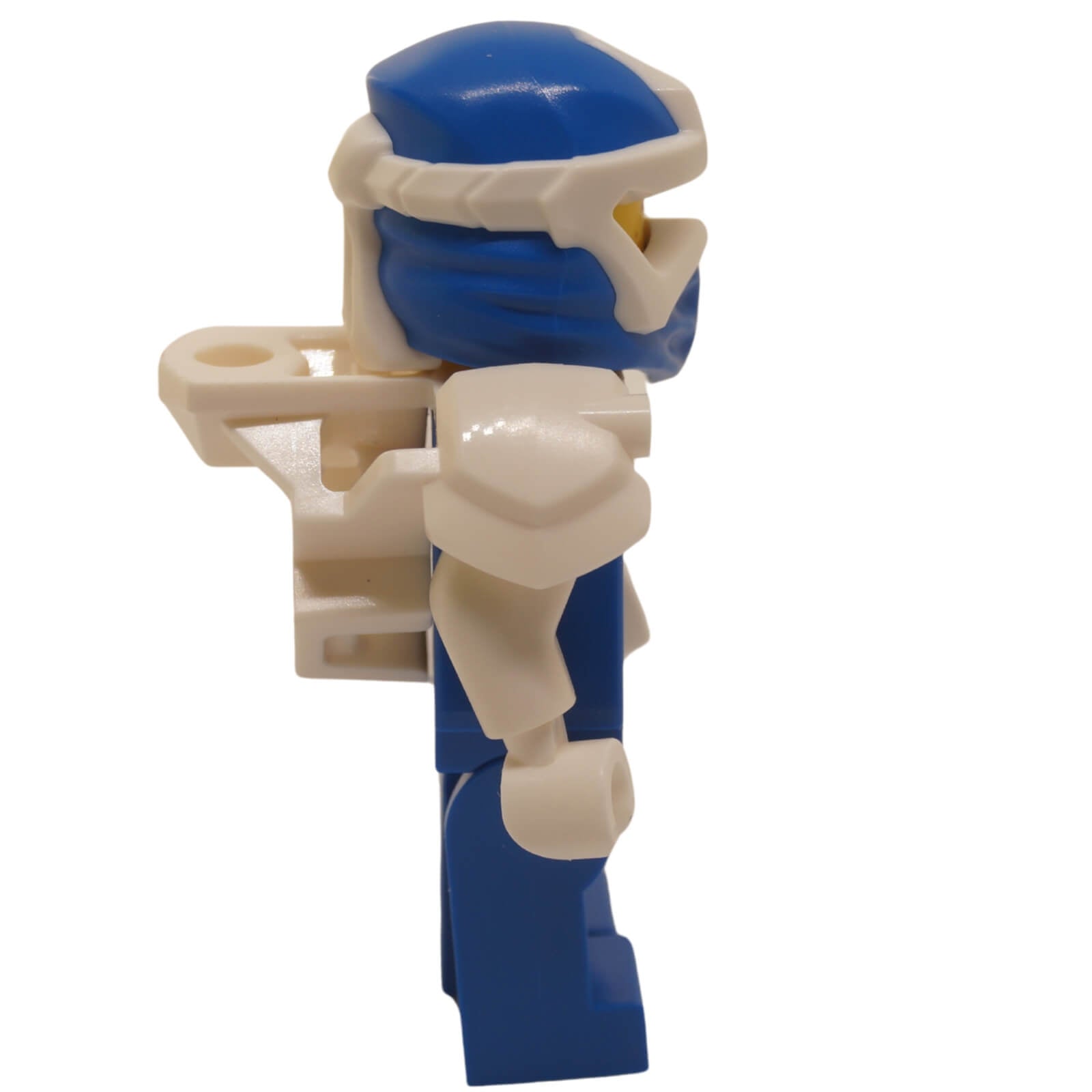 LEGO® NINJAGO® Jay Digi Jay minifigure side view with blue hood and shoulder armor Season 12