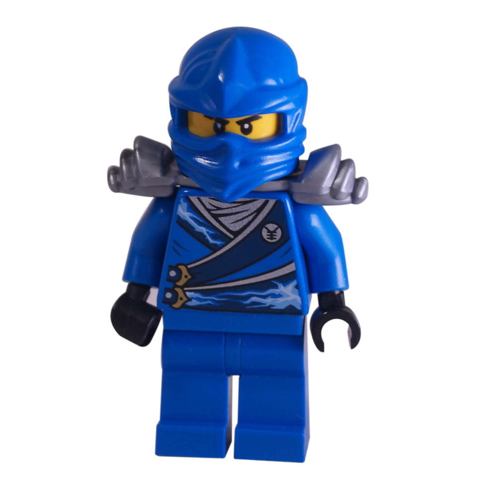 LEGO® Jay Rebooted minifigure njo0162 with flat silver shoulder armor and blue ninja hood