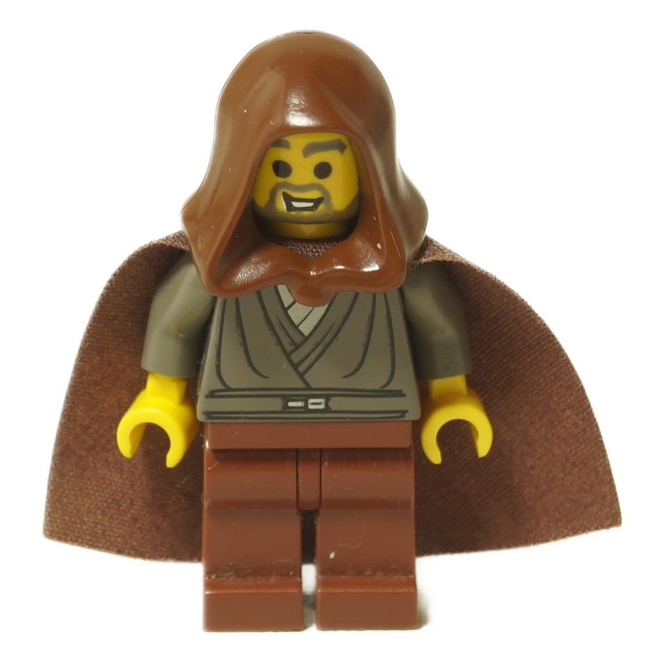 LEGO Jedi Bob minifigure sw0057 dark gray tunic brown hood cape