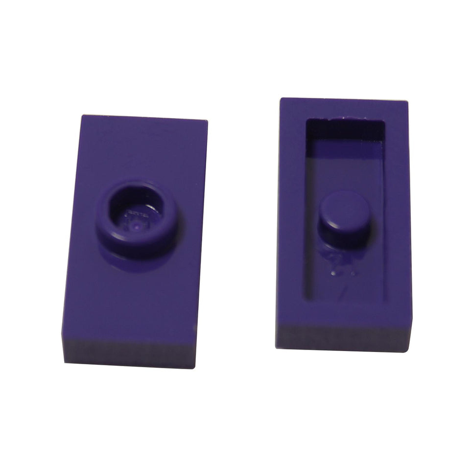 Dark purple modified jumper plate 1x2 with single center stud no groove
