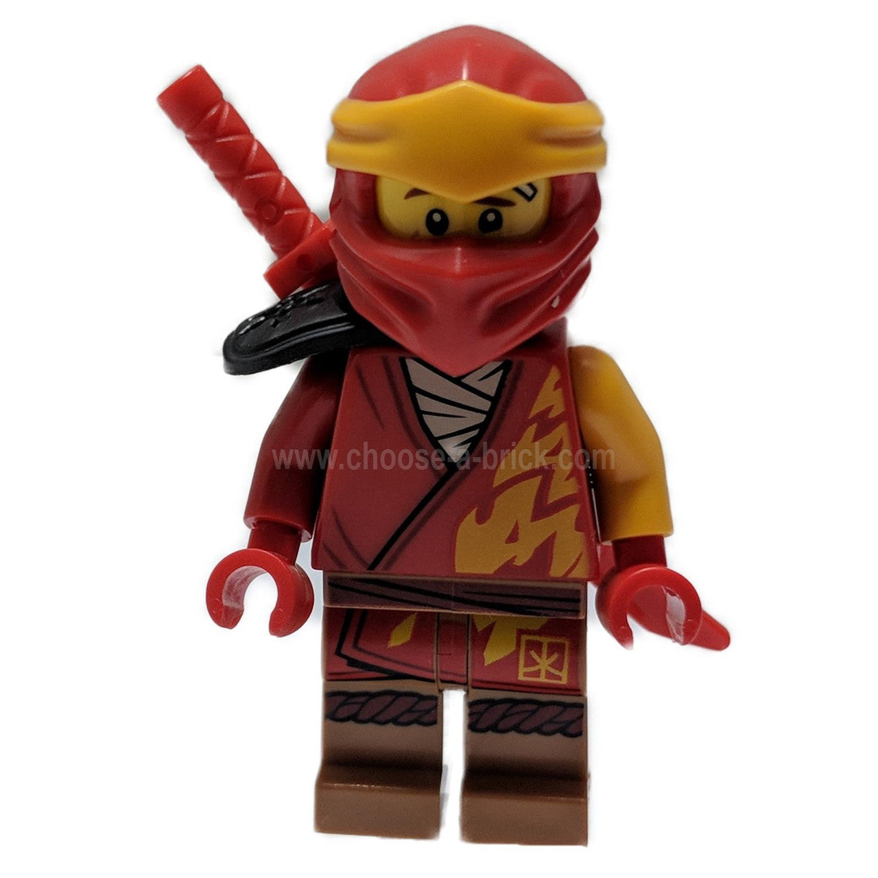 LEGO NINJAGO カイ コア ミニフィギュア 赤い忍者スーツ 黒いショルダーパッドと赤い剣のアクセサリー