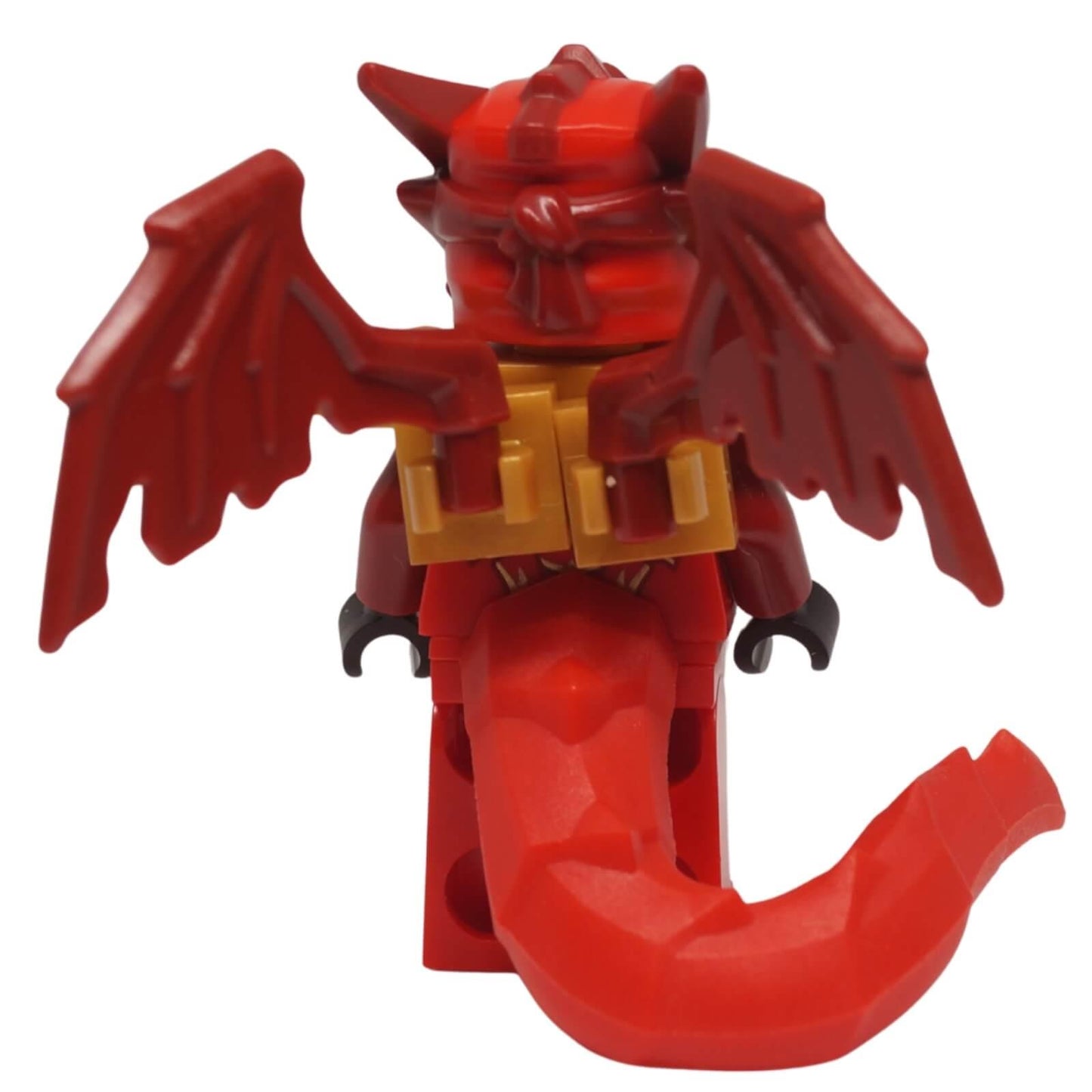 Kai dragon form minifigure back view red wings and tail armor njo1048
