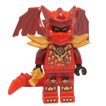Kai dragon form minifigure red armor wings front view with sword njo1048

