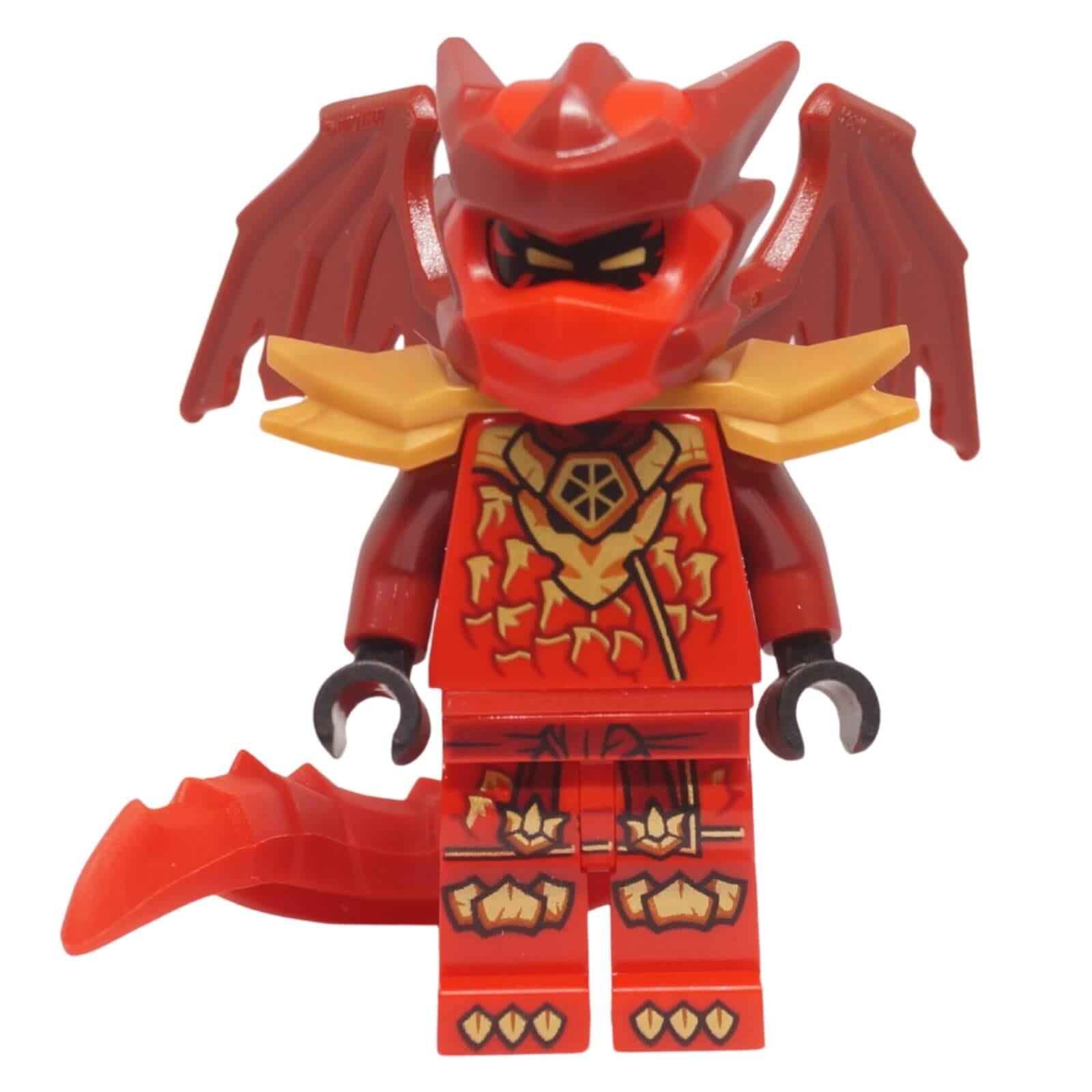 Kai dragon form minifigure red armor wings front view njo1048
