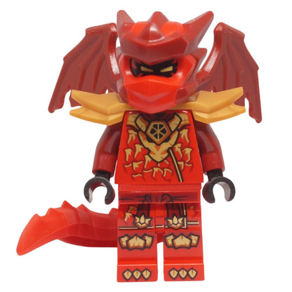 Kai dragon form minifigure red armor wings front view njo1048
