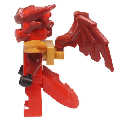 Kai dragon form minifigure left side view red wings tail armor njo1048
