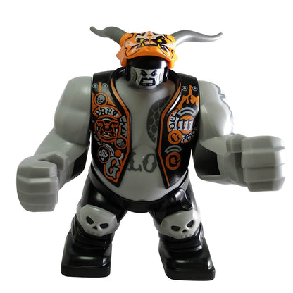 LEGO® Killow big figure njo0402 with orange horned helmet, printed black vest and skull knee details