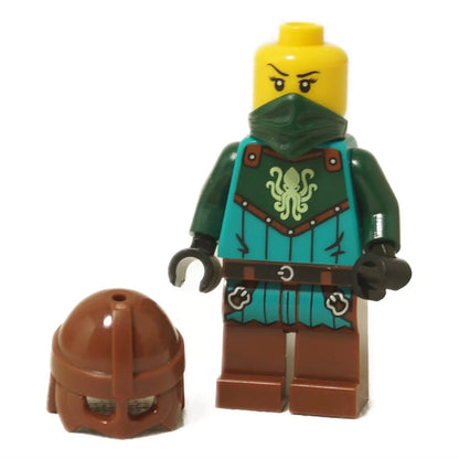 LEGO Kraken Warrior female minifigure idea234 with reddish brown helmet, without helmet