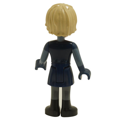 Back view of LEGO® Disney Kristoff mini-doll dp137 wearing a dark blue tunic with sand blue sleeves and black boots
