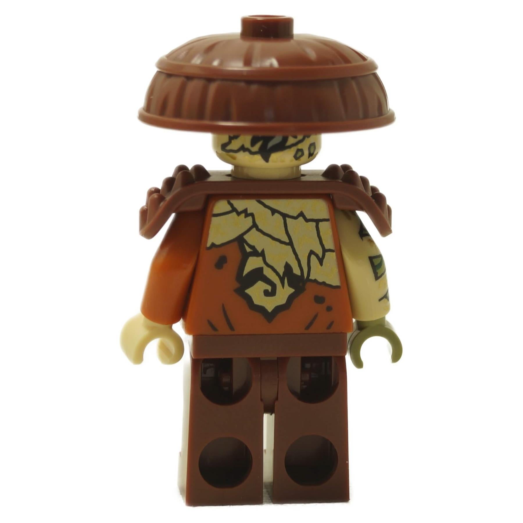 Kur Minifigure Master of Decay back view showing brown shoulder armor and dark brown legs
