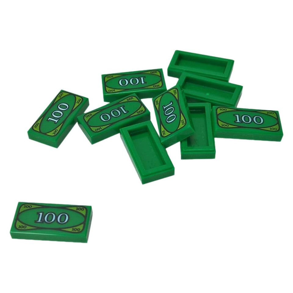 LEGO 100 dollar bill money tile 3069bpx7 printed 1x2 banknote design