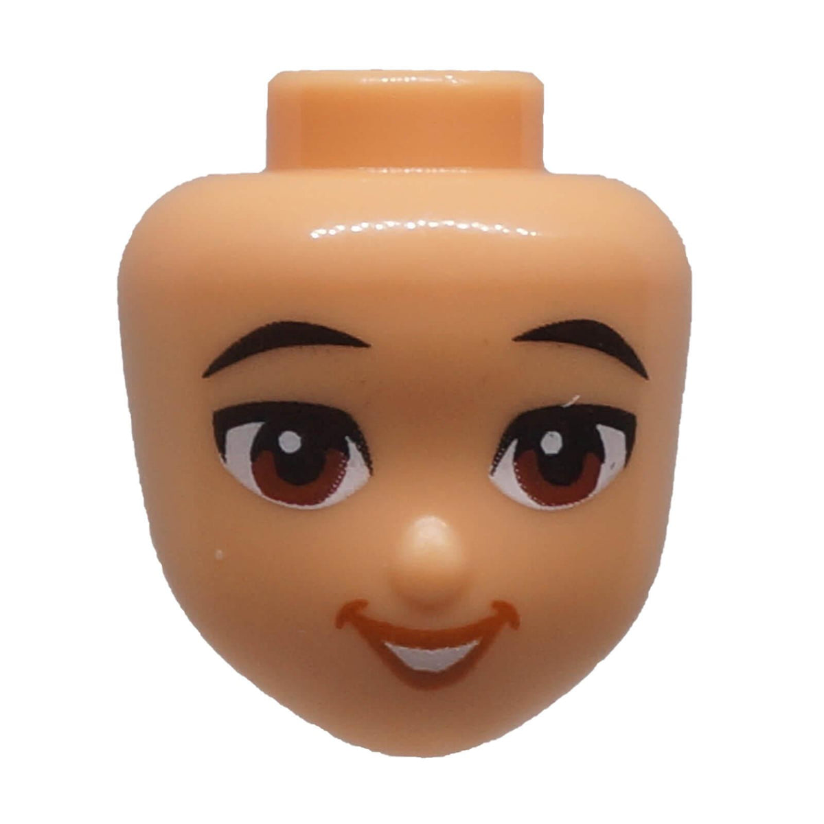LEGO® 101094 Friends mini-doll head with reddish brown eyes, black eyebrows and smiling mouth front view